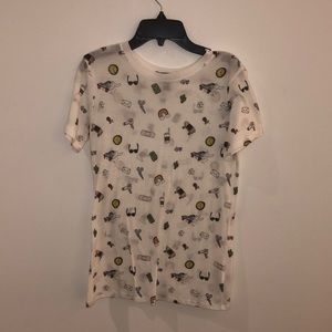White t-shirt with fun doodles!!
